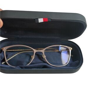 Tommy Hilfiger gray and gold new Eyeglasses with the case and cleaning cloth